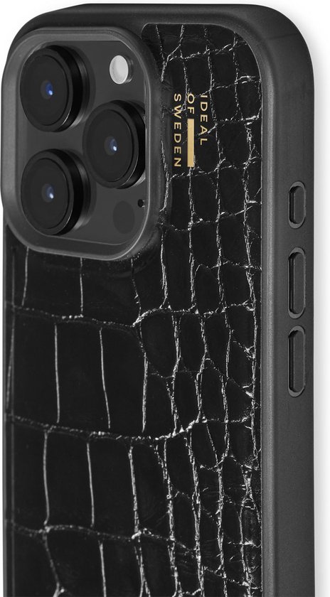 iDeal of Sweden Vegan Leather Backcover voor de Apple iPhone 16 Pro - Black Croco