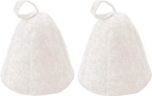 2 stuks saunahoed vilt tegen hitte - sauna-mutsen vilten muts voor dames en heren - hoofdbedekking banya-pet - saunamuts sauna-accessoires - wit