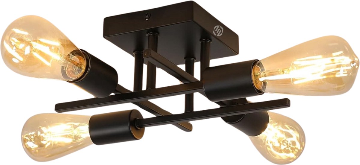 Equivera Plafonaire Lamp - Lamp - Plafond Lamp - Plafonnaire Lamp - Plafondlamp zwart