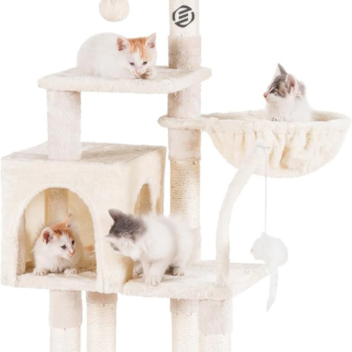 Equivera Kattenpaal met Slaapplek – Kattenpaal – Kattentoren – Krabpaal voor Katten – Kattenbed