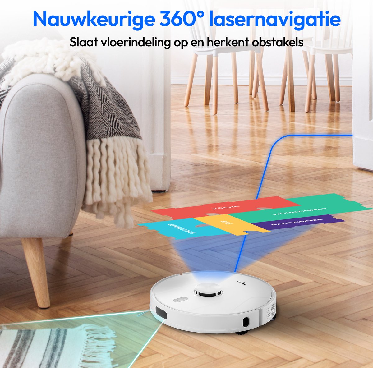 MEDION robotstofzuiger met lasernavigatie en wisfunctie X41 SW (krachtige 8000Pa zuigkracht, 2in1 robotstofzuiger, nauwkeurig in kaart brengen, Go & No Go zones, meerdere vloeren) — afbeelding 4
