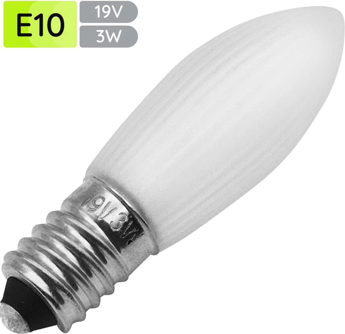 OE Lightning Reserve kerstlampje E10 19V 3W - Geribbeld mat - Warm wit - 13x45.5mm - 1 stuk