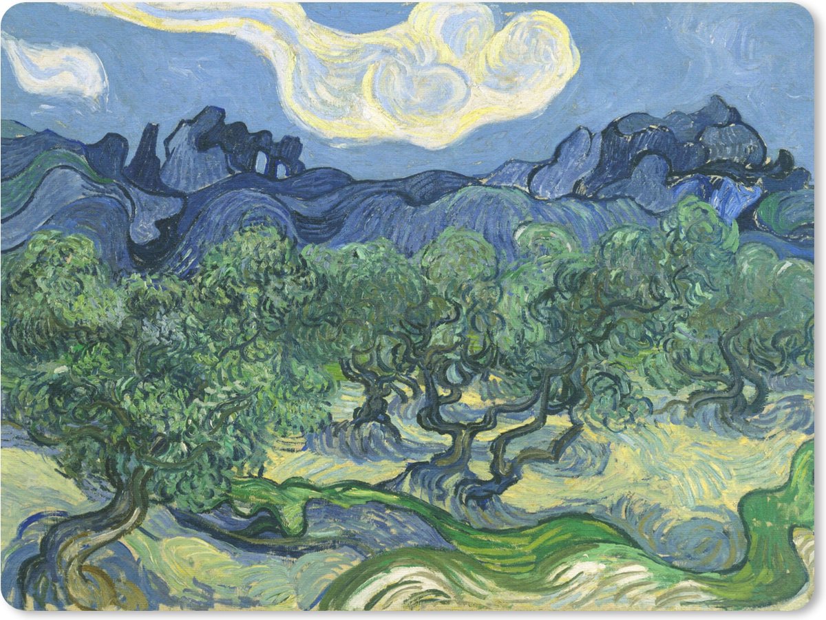 Muismat Vincent van Gogh 2 - De olijfbomen - Schilderij van Vincent van Gogh muismat rubber - 23x19 cm - Muismat met foto