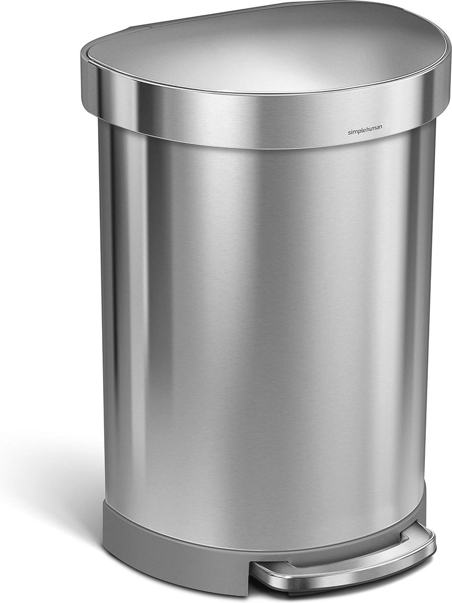 Goedkoopste Afvalemmer Roestvrij Staal 60L - Half Rond Zilver