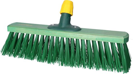 Balai de rue dur en plastique / balai d'extérieur robuste élaston vert 40 cm - Tête de balai avec support de poignée universel - Balais