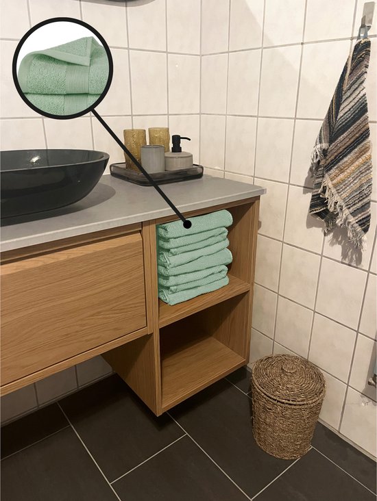 Atmosphera Serviette de bain Towelmaster - 4x - vert menthe - luxe - 70 x 130 cm - coton - 450 grammes - serviette de bain