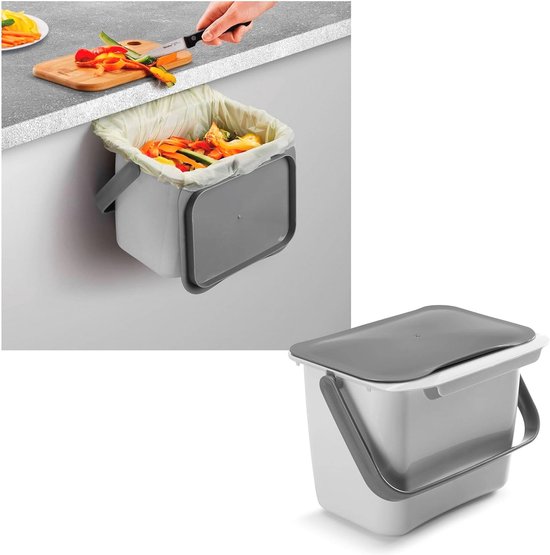 Eleganca Inbouw Prullenbak 24L - Afvalbak - Deurbreedte 45 Cm, Inbouwdiepte 28 Cm & Hoogte 56 Cm