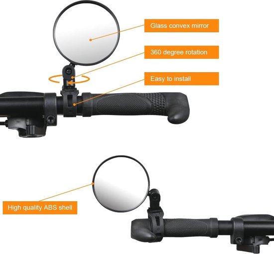 Lot De 2 Miroirs De Vélo Pliables & Réglables 360° - Diamètre 30 Mm - Pour Guidon 17.4-22 Mm - VTT, Vélo Électrique, Route