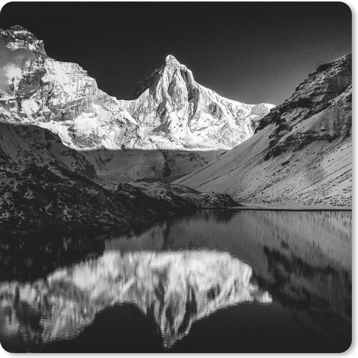 Muismat 30x30 cm - Mousepad Kedartal fotoprint zwart-wit - Muismatten