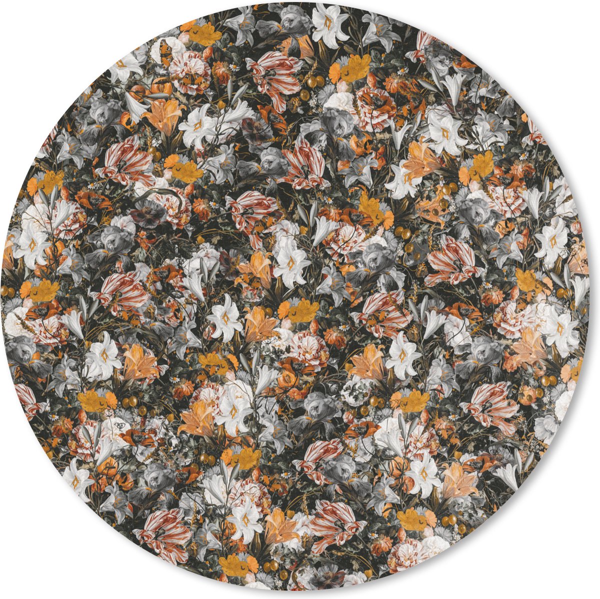 Muismat rond 40x40 cm - Mousepad Bloemen - Collage - Kunst - Ronde muismatten