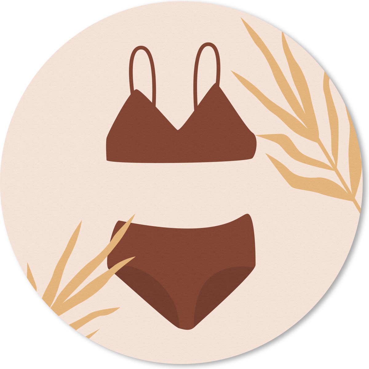 Muismat rond 40x40 cm - Mousepad Bikini - Zomer - Bladeren - Ronde muismatten