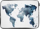 Laptophoes 13 inch - Wereldkaart - Abstract - Waterverf - Laptop sleeve - Binnenmaat 32x22,5 cm - Zwarte achterkant