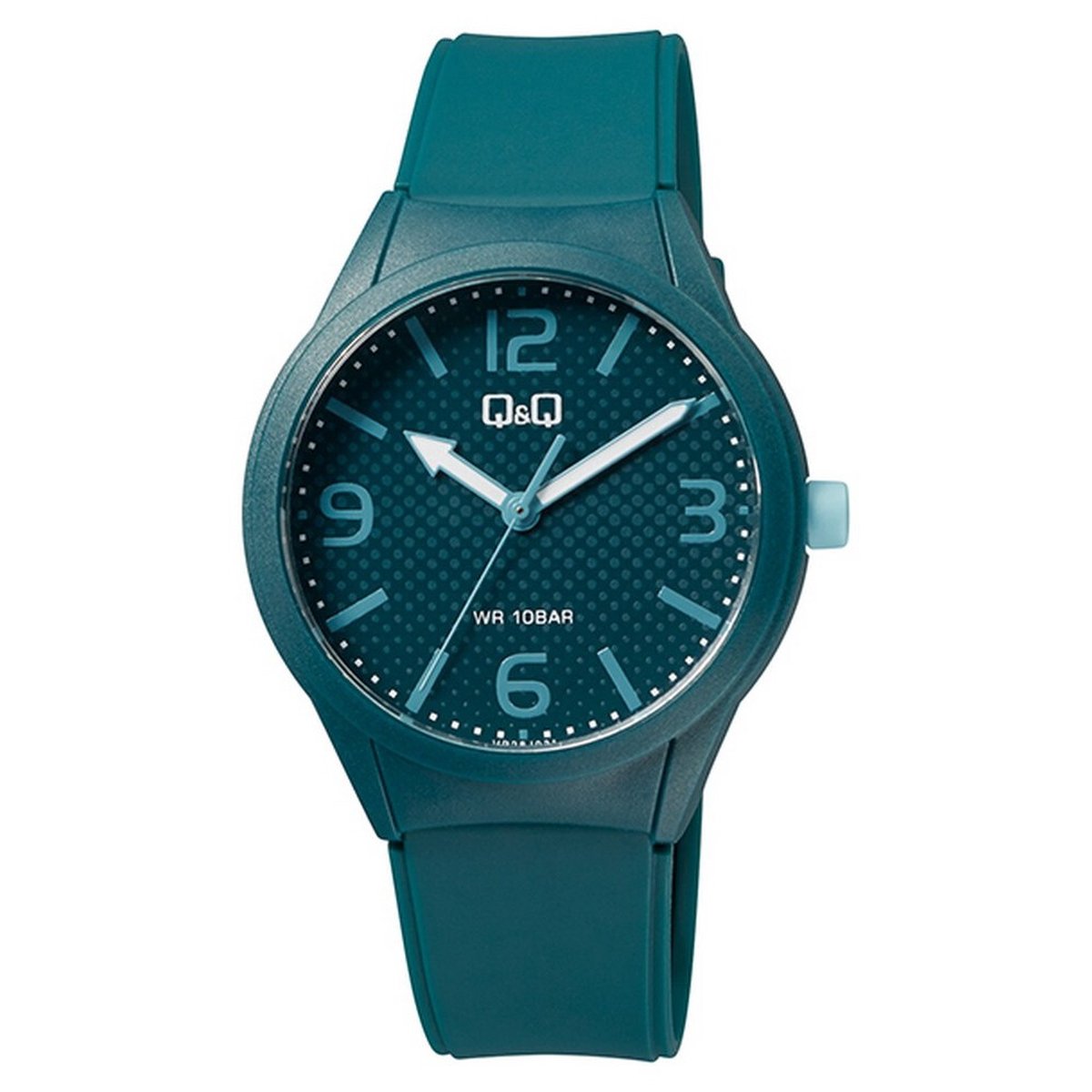 QQ VR28J031Y - Horloge - Sport - Analoog - Unisex - Plastic band - Rond - Cijfers - Kunststof - Groen - Lichblauw