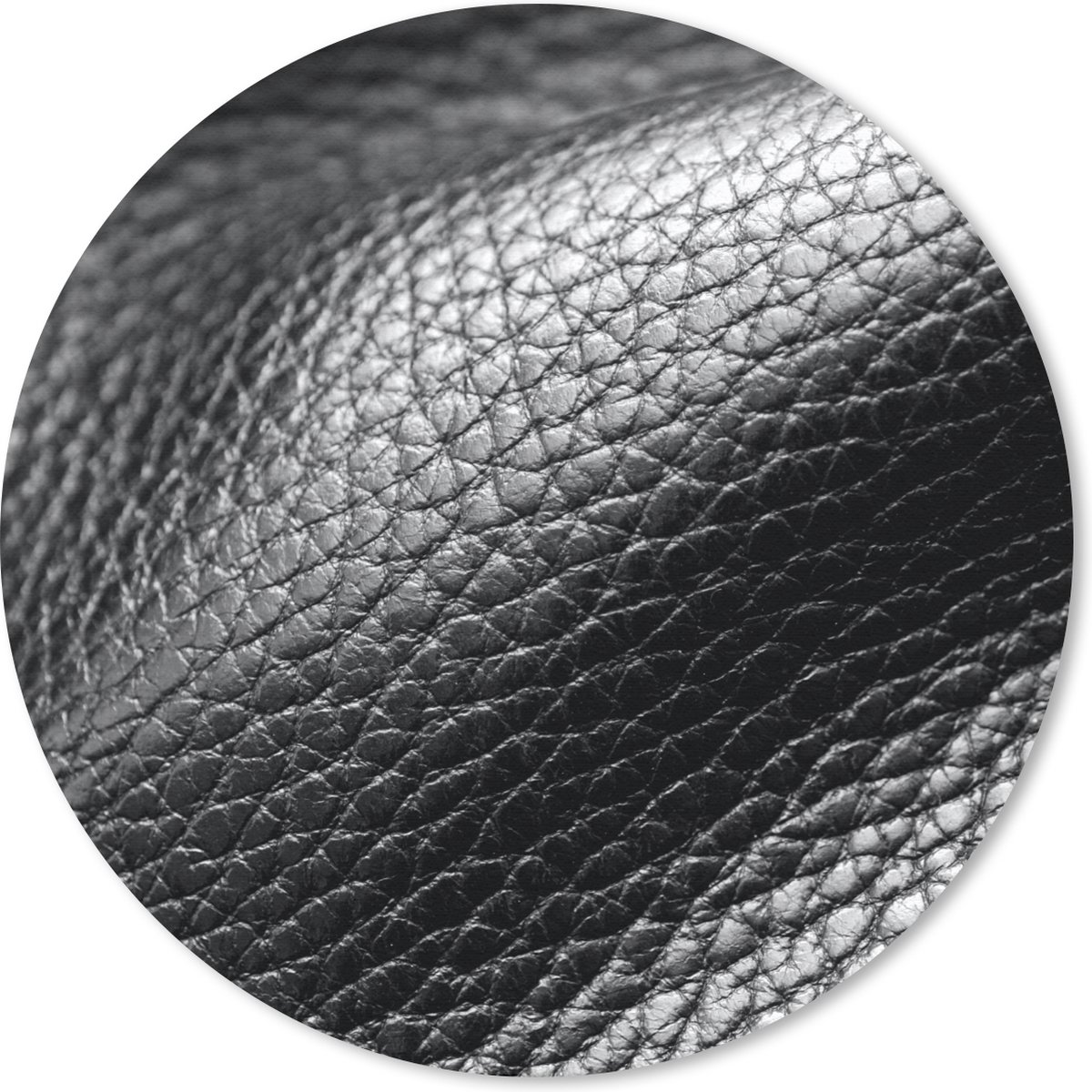 Muismat rond 30x30 cm - Mousepad Leer - Structuur - Zwart - Licht - Ronde muismatten