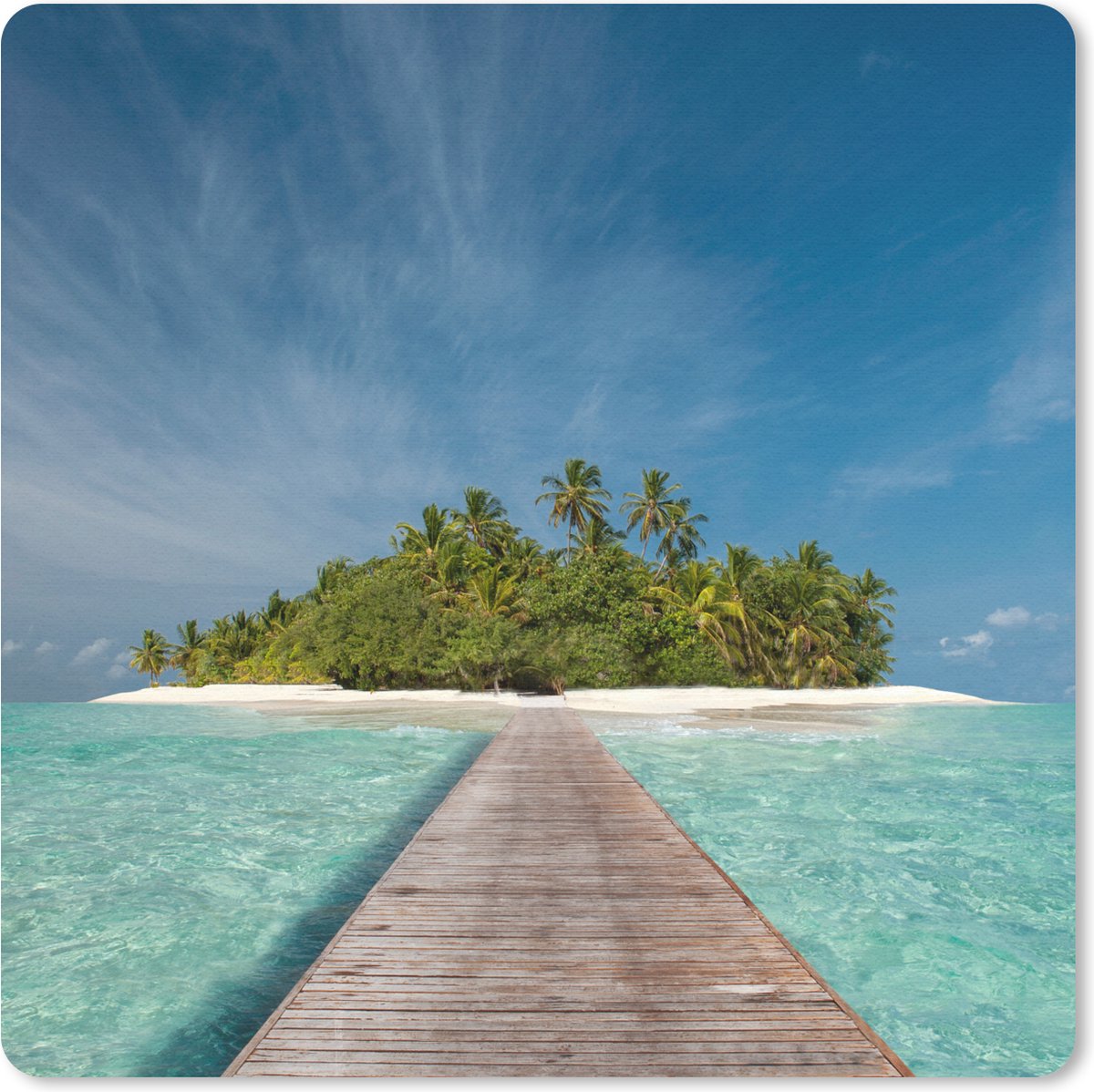 Muismat 20x20 cm - Mousepad Zee - Pier - Eiland - Muismatten