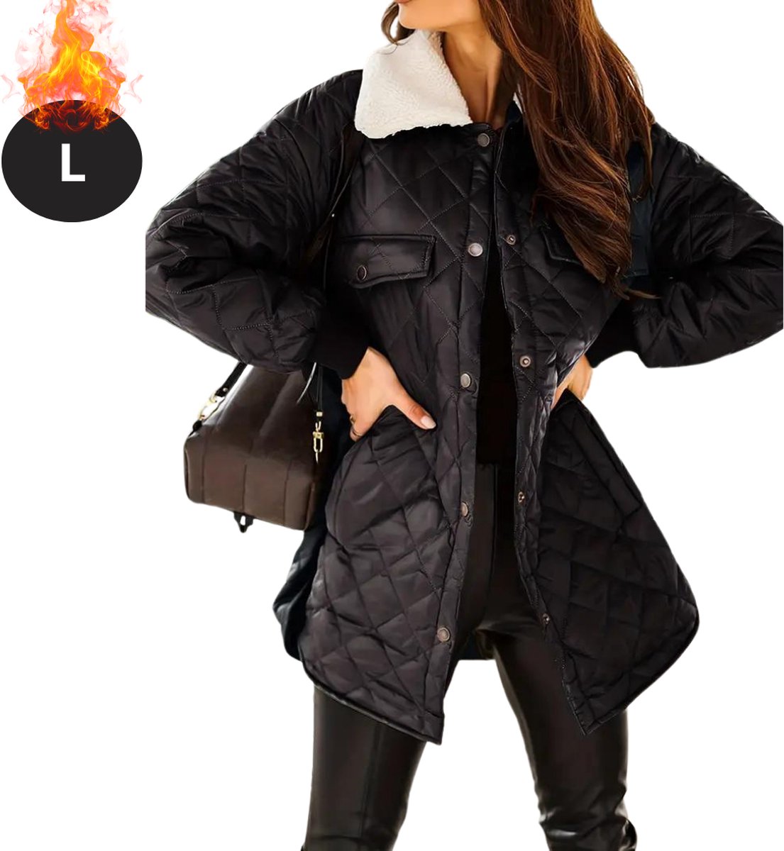 Livano Winterjas - Parka Dames Winterjas - Winter - Volwassen - Stijlvol - Lange Jas Dames - Mantel Vrouwen - Zwart - Maat L