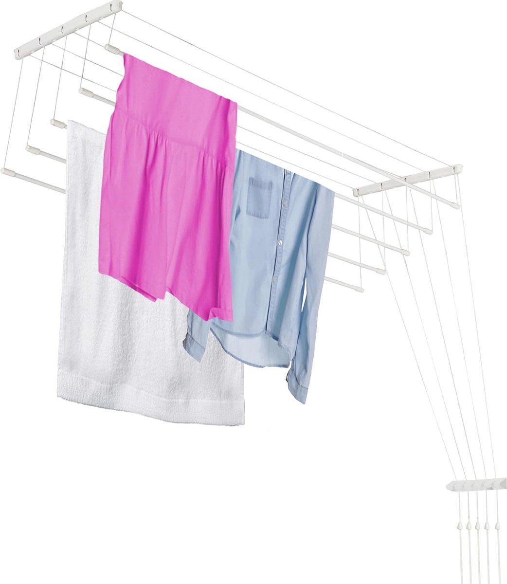 Goedkoopste Plafondwasdroger met 5 stangen - Ruimtebesparende wanddroger met hoogwaardig ontwerp (10 kg