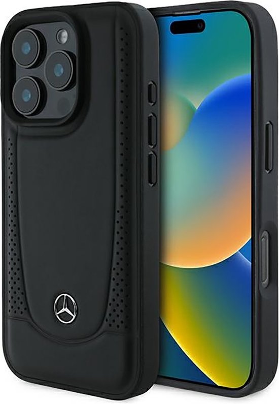 Mercedes-Benz Backcase hoesje geschikt voor iPhone 16 Pro - Effen Zwart - Leer van Mercedes-Benz — afbeelding 5