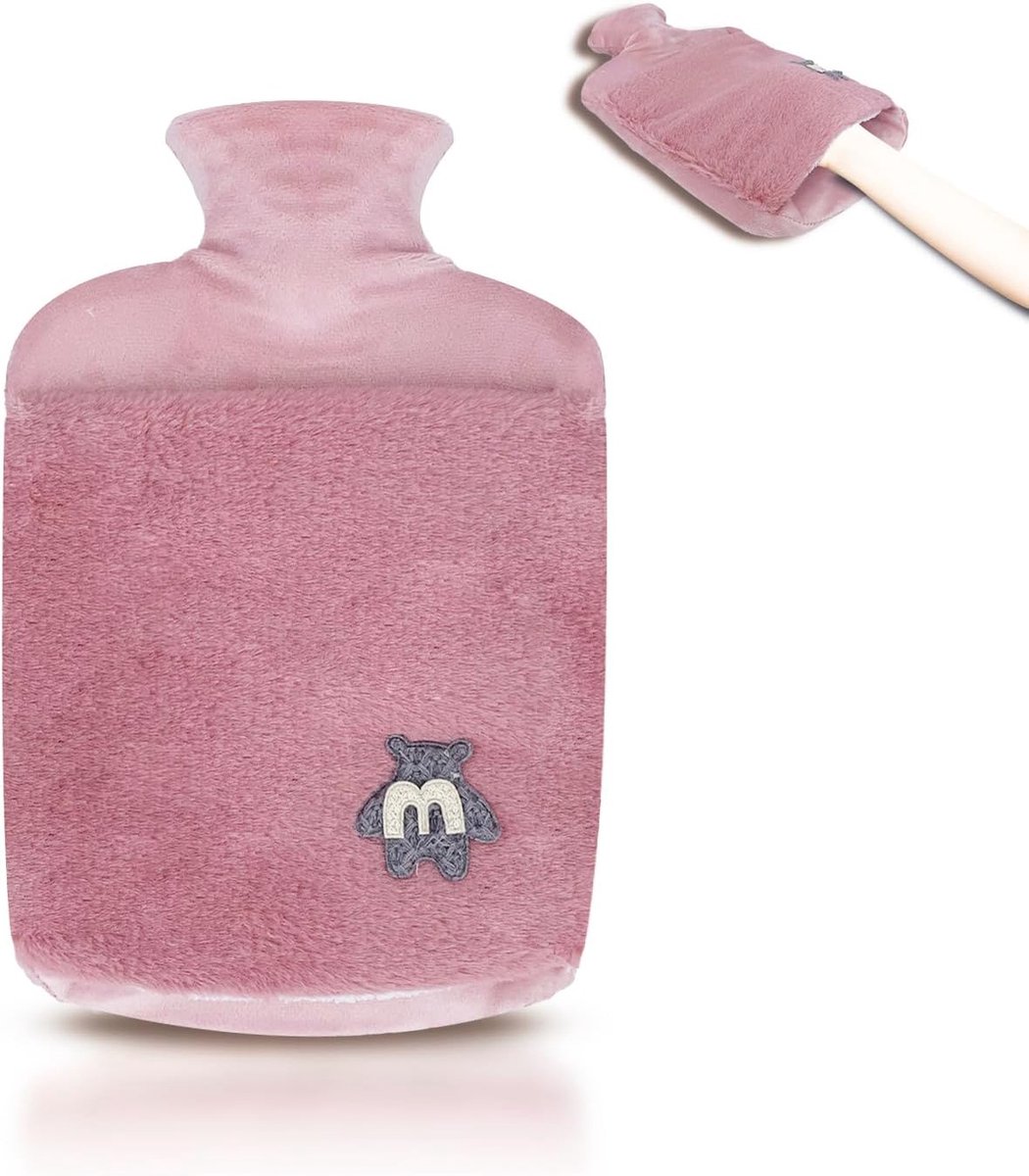 Goedkoopste Warmwaterkruik 2,0 L met Deksel en Knuffelzachte Bonthoes - Lekvrij en Ideaal voor Pijnverlichting
