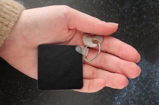 Porte-clés - Cuir - Cuir - Aspect cuir - Zwart - Grijs - Imprimé - Plastique