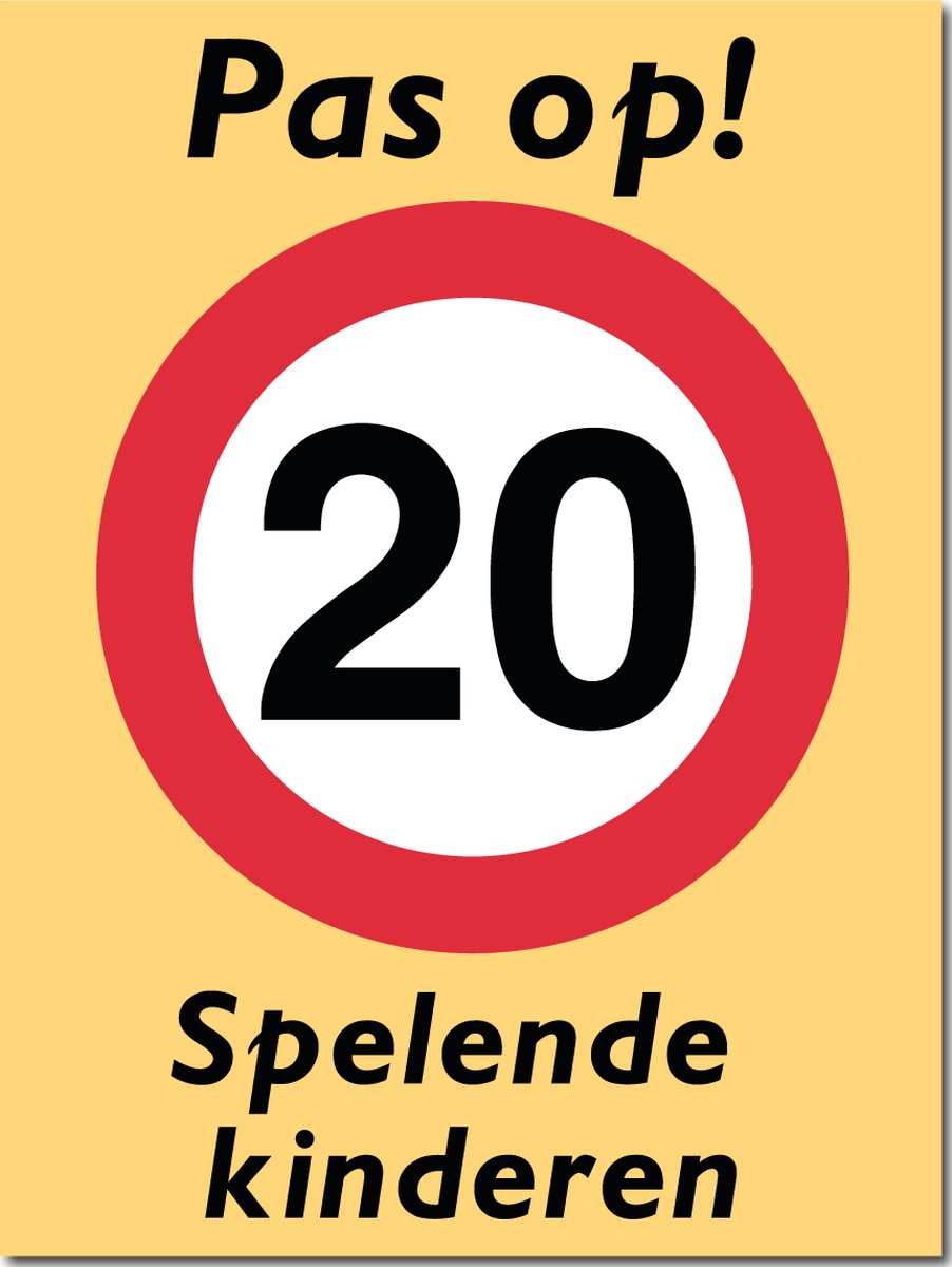 Spelende kinderen bord - Pas op! - Forex - 30 x 40 cm - Weerbestendig