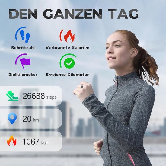 BabyElf Slimme Ring - Fitness- en Gezondheidstracker - Slaap-, Hartslag- en Activiteitsmonitor - Waterdicht, Bluetooth 5.0 Adattatore Micro USB a USB-C (Zwart, USA Size #7