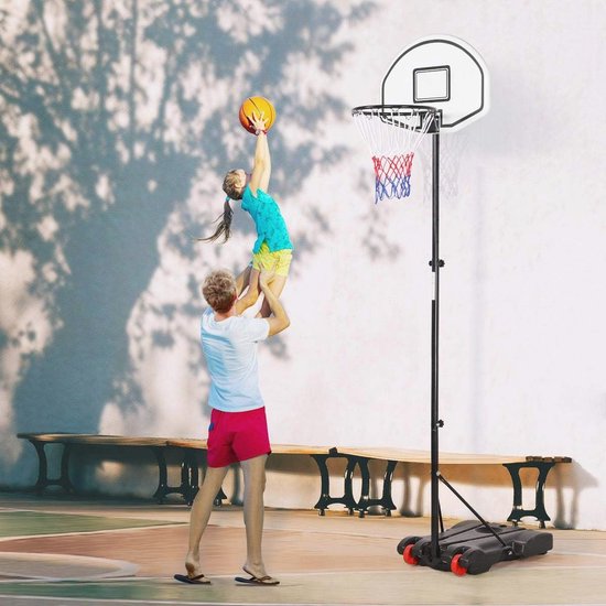 SPORTNOW Basketbalring, Onbreekbare Achterwand, In Hoogte Verstelbaar Indoor Outdoor Stalen Frame Zwart~1pthk6tp1k000