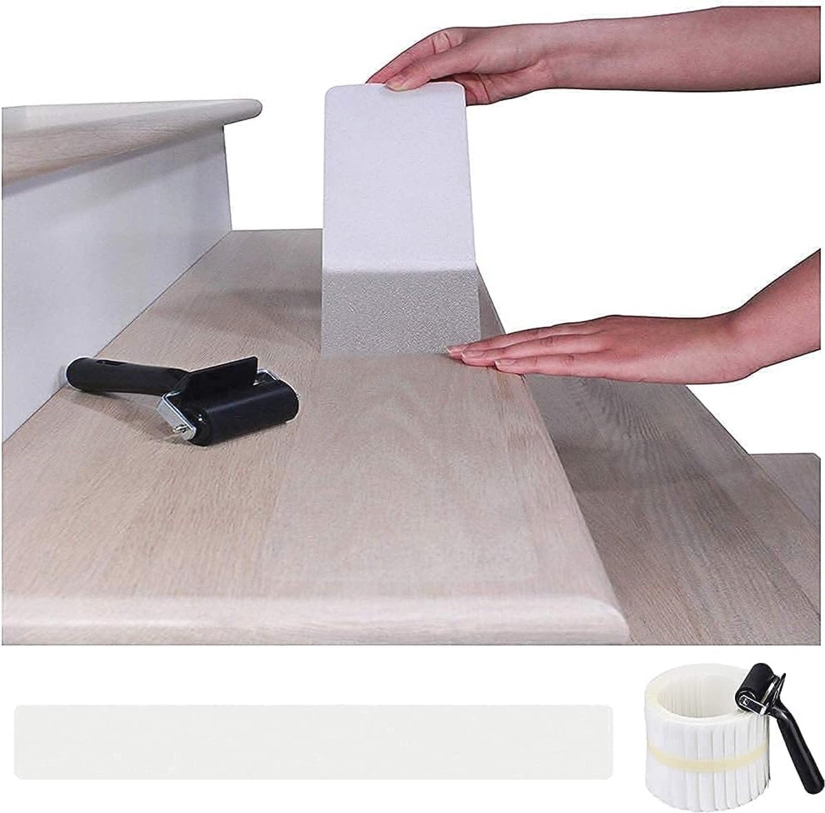 Transparante Antislipstrips voor Trappen - Veiligheid voor Kinderen en Huisdieren, 15x60cm, Zelfklevende Tape met Installatierol