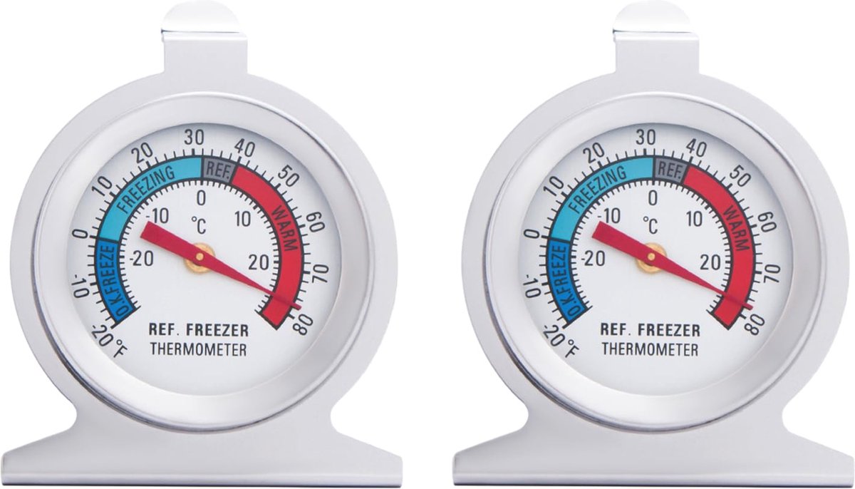 Roestvrijstalen Koelkastthermometers - Dubbele Schaal, Hoge Nauwkeurigheid en Snelle Aflezing voor Koelkasten en Vriezers