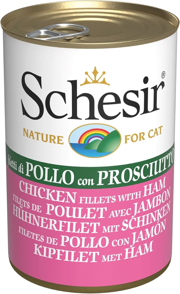 Natuurlijk Kattenvoer in Gelei met Kippenfilet en Ham, 24 Blikjes x 140 g