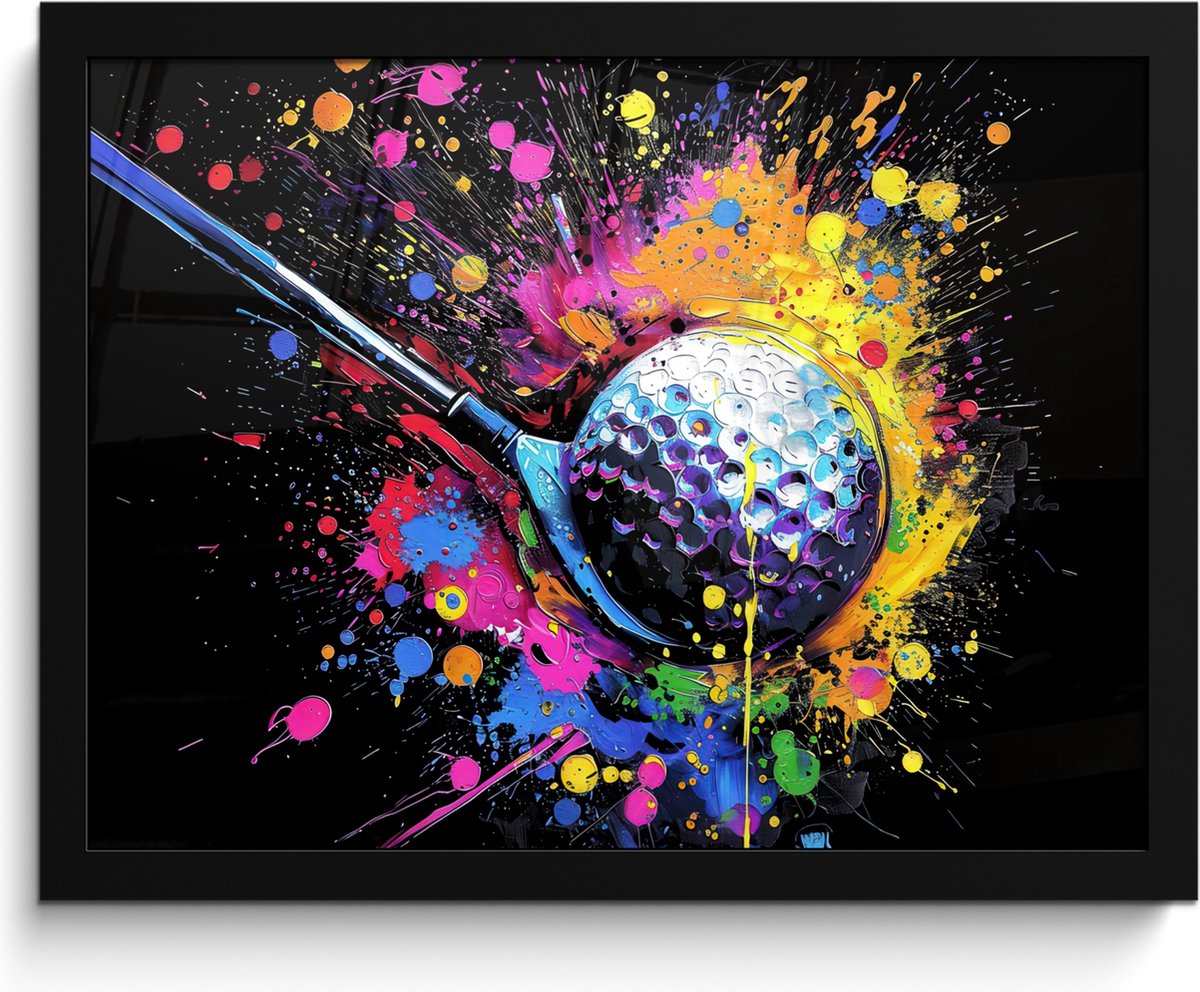 Poster in lijst - Fotolijst 40x30 cm - Posters - Graffiti - Sport - Golf - Golfclub - Posterlijst zwart - Wanddecoratie tienerkamer - Kamer decoratie voor tieners - Tiener jeugdkamer accessoires