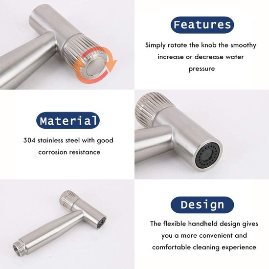 Handheld Bidet Sprayer Set - Roestvrij Staal Toilet Douche Met Kraanventiel