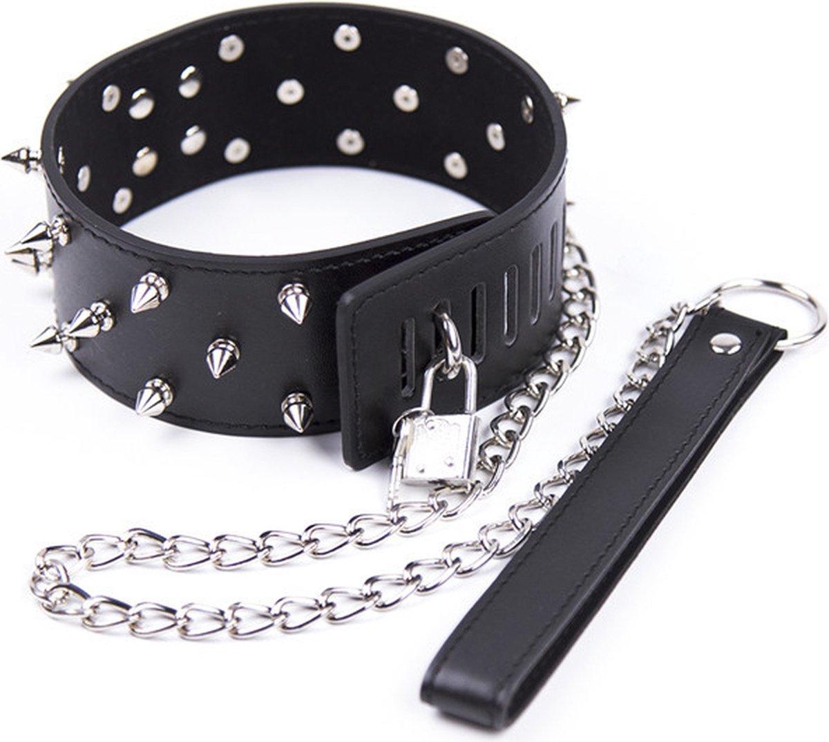 Goedkoopste vscnovelty® Fetish halsband met riem en metal pins