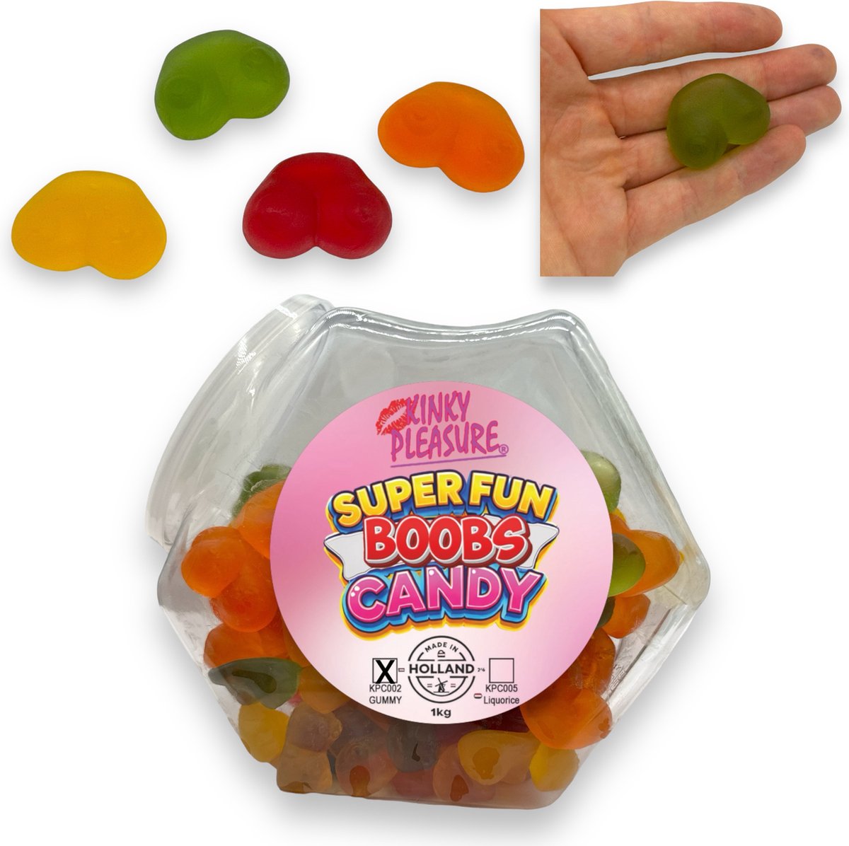 Super Fun Borsten Gummy Snoepjes 1kg in Plastic Snoeppot - Zachte Gom met Fruitsmaken
