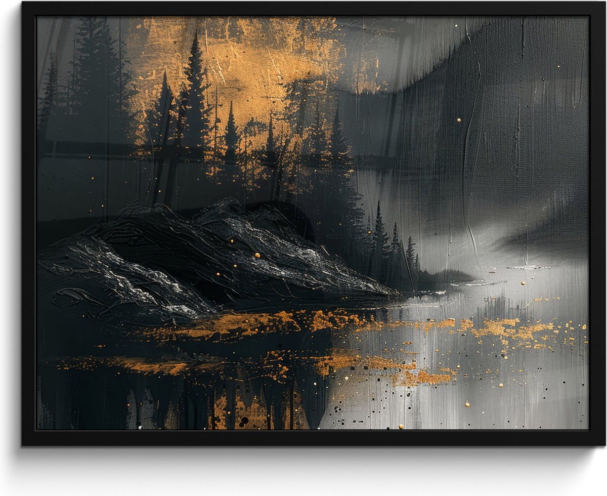 FrameYourWall Poster in lijst - Fotolijst 80x60 cm - Posters - Natuur - Abstract - Landschap - Modern - Posterlijst zwart - Decoratie - Wanddecoratie woonkamer - Muurdecoratie slaapkamer