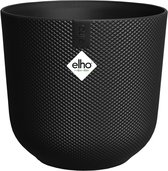 Elho Jazz Round Ø 23cm - Pot de Fleurs d'Intérieur - Plastique 100% recyclé - Structure Unique - Ø 23.1 x H 21.5 cm - Living noir