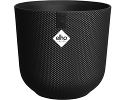 Elho Jazz Rond 23 Bloempot voor Binnen - Woonaccessoire van 100% Gerecycled Plastic - Ø 23.1 x H 21.5 cm - Living black