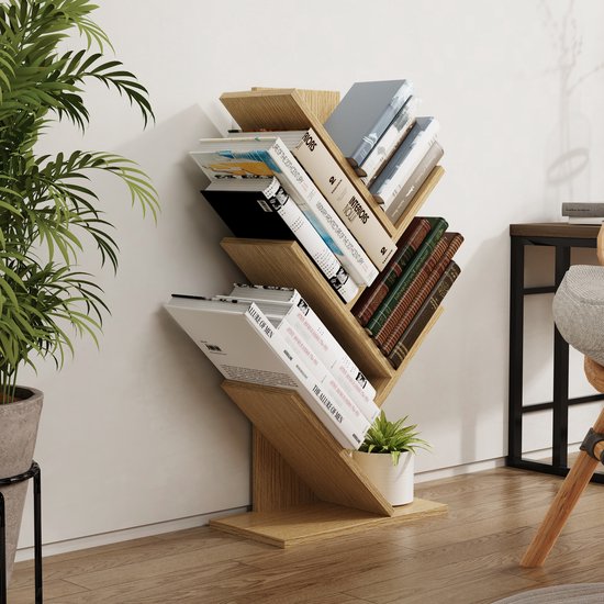 VCM VCM Houten Opbergrek Boekenplank Deco Boekenrek Nulis L VCM Houten
