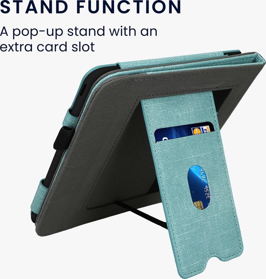 kwmobile flip cover voor e-reader - geschikt voor Kobo Libra Colour - Van imitatieleer en -suède - In mintgroen / donkergrijs van Merkloos — afbeelding 2