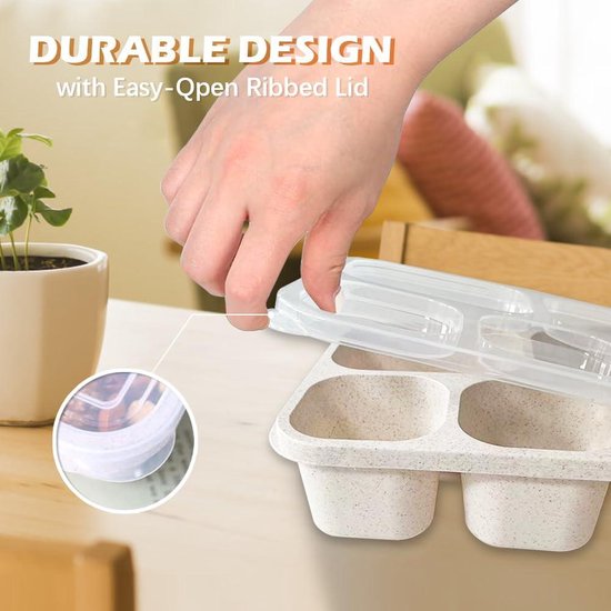 Bento Snack Boxes 4 Compartments - Reusable Meal Prep Containers ...