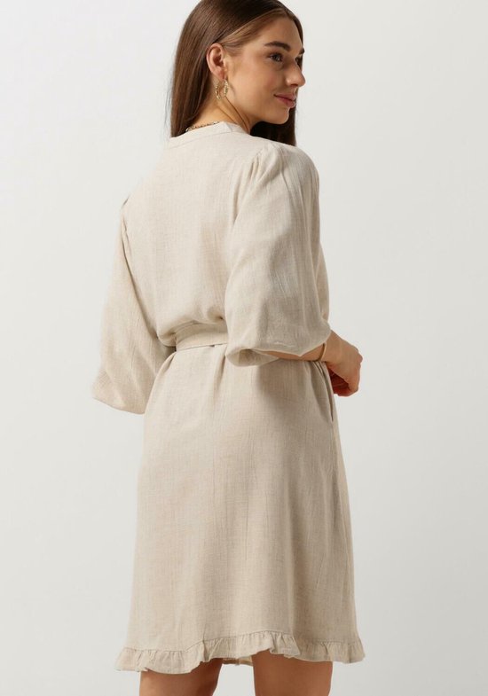 Comfortabele Alledaagse Jurk Homeilteds V-hals Wikkeljurk Dames - Lange Mouwen, Midi Lengte, Effen Kleur, één Maat (beige) Elegante Kantoorjurk Midi