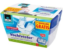 Bison Vochtvreter® neutraal 900g + 2 extra navulmagneten , incl. vochtvmagneet, binnen 24 uur resultaat, geen stroom nodig, voor alle woonruimtes, campers, caravans, binnen 1 minuut te gebruiken