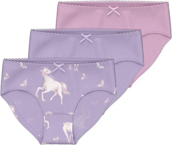 NAME IT NMFBRIEFS 3P PASTEL LILAC HORSE NOOS Filles Filles - Taille 92