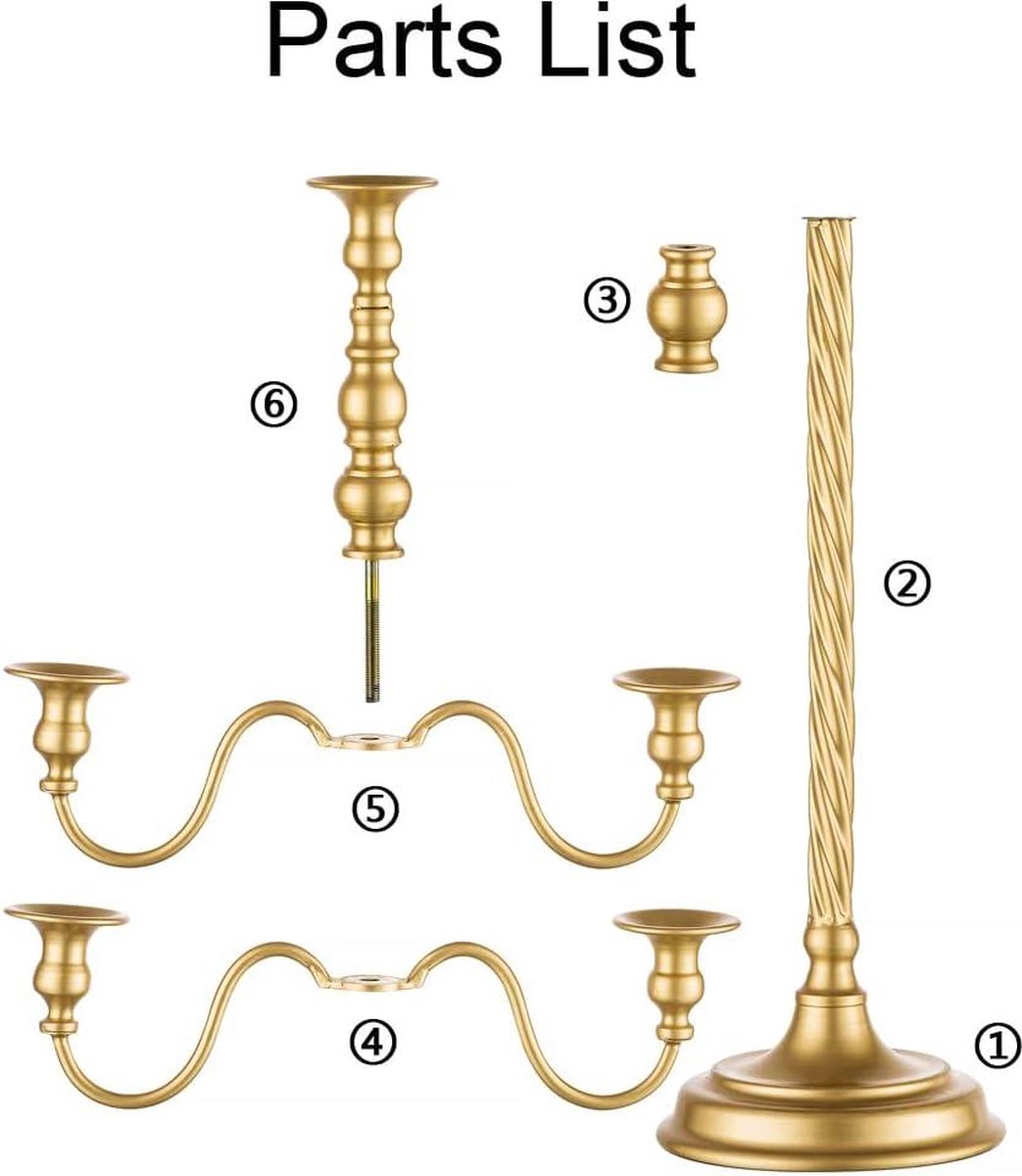 Bruiloft Kandelaars Hoge Vloer Kandelaars - 2 Gouden Kandelaars 5 Armen Inweder 53 cm Metalen Spiraal Kandelaars Antieke Kandelaars voor Kerst Tafelcenterpieces Evenementen Ceremonie