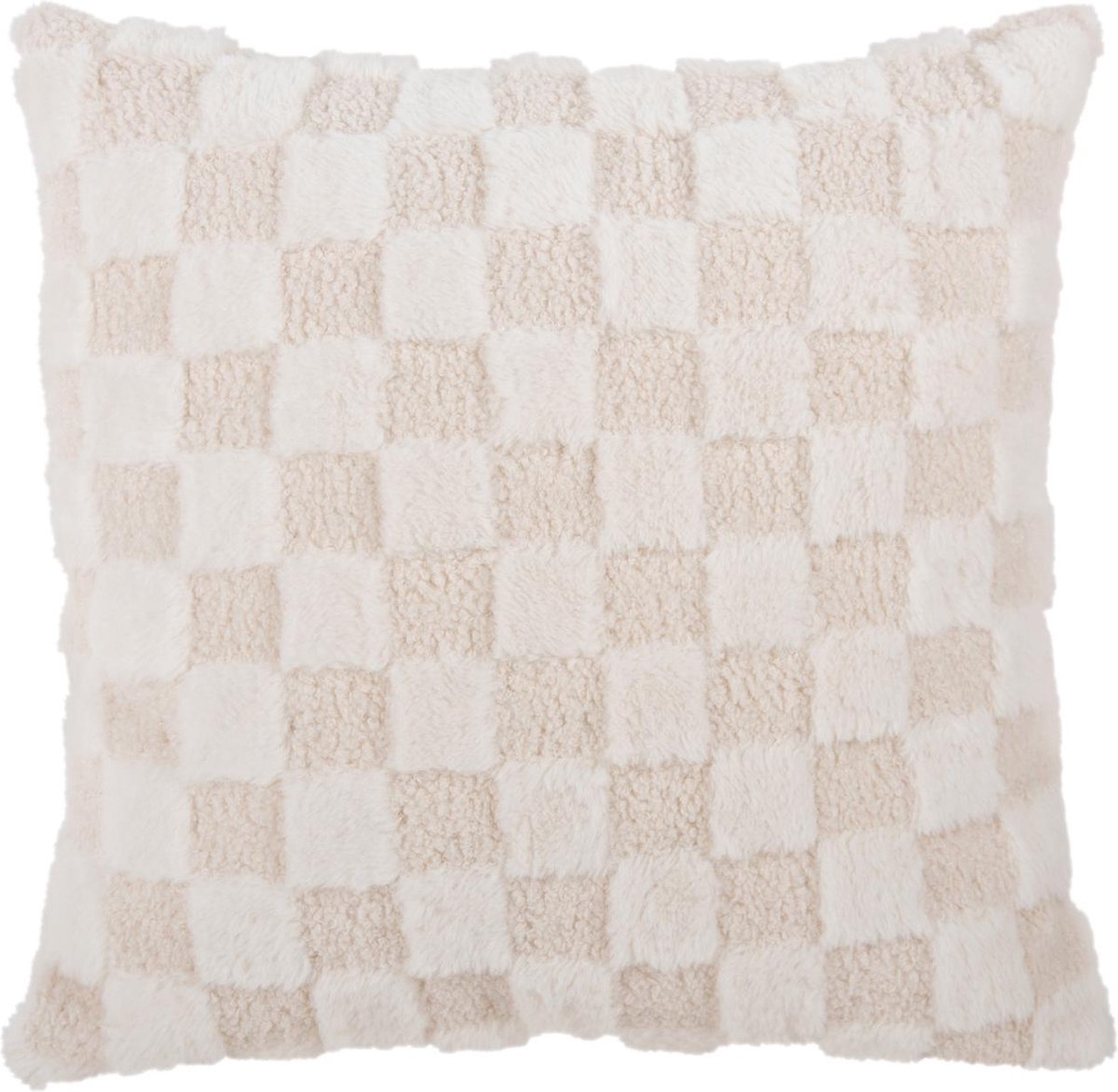 Present Time Sierkussen Checker - Wit - 45x45x15cm - Scandinavisch - Polyester
