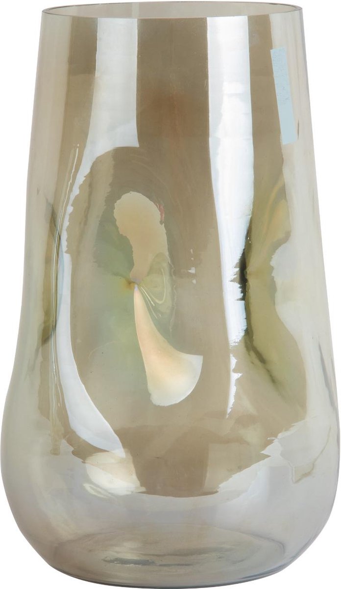 Present Time Vaas Luster Organic - Groen - Ø17cm - Glas - Scandinavisch - Bloemenvaas - Woondecoratie - Decoratieve vaas voor woonkamer of slaapkamer