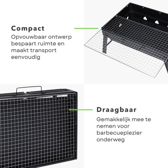 Cheqo® Opvouwbare Reisbarbecue - BBQ - Draagbare Barbecue voor Balkon en Park - 43x29 cm van Cheqo — afbeelding 2