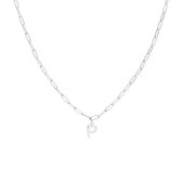 Lucardi Collier en acier pour femme fermé pour toujours avec lettre P - Collier - Acier - Couleur argent - 47 cm