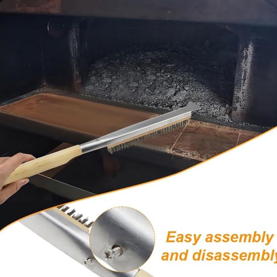 Pizza Steen Reinigingsborstel - Barbecue Grill Cleaning Tool Met Houten Handvat - Keuken Oven Accessoires - Draagbare Borstel van Marlow. — afbeelding 2