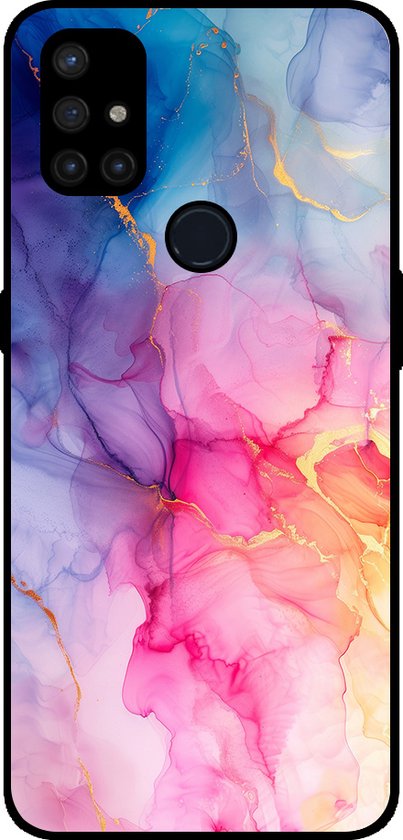 Coque de téléphone Smartphonica compatible avec OnePlus Nord N10 5G avec imprimé marbre - Coque arrière en TPU motif marbre - Arc-en-ciel compatible avec OnePlus Nord N10 5G